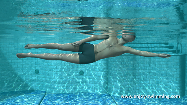 Sidestroke initial position as seen from under water
