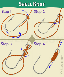Steps to tie a snell knot