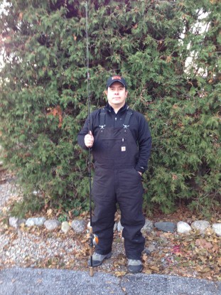 Carhartt Overall Bib and me dreaming to go fishing. Awesome pockets!!! 