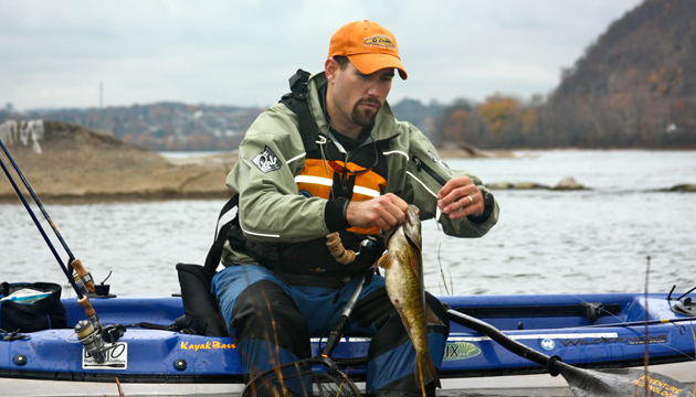 Finding river smallies in winter requires covering a lot of water, but not always from the kayak.