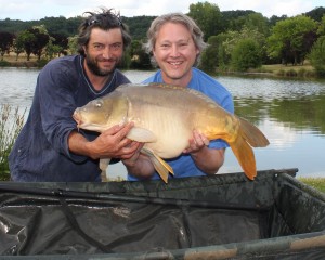 I borrowed the big carp cradle you see under this fish from Mas Bas venue owner Gilles, when in France. 