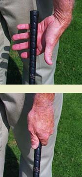 Aligning the left hand on the grip