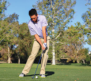 At impact, because I'm allowing my forearms to control the rotation of the clubface, I actually can see the ball leave the face at impact.