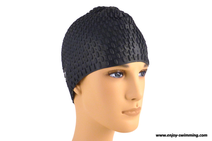 A bubble swim cap