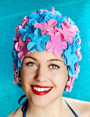 A retro style swim cap