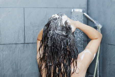 Woman washing hair