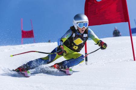 Skier Passing the Red Gate