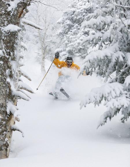 Skier Skiing on Powder Snow