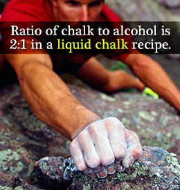 Ratio of chalk to alcohol in liquid chalk recipe for rock climbing