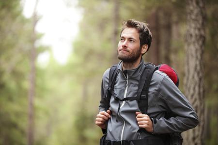 Man hiking in forest
