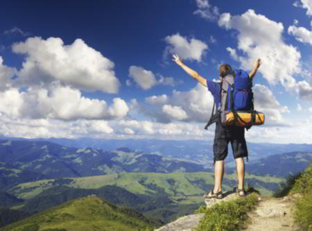 A man mountain climbing