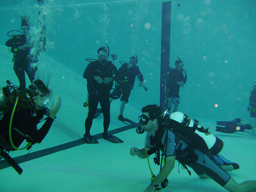 diving in pool