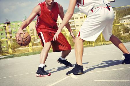 Basketball players on the court