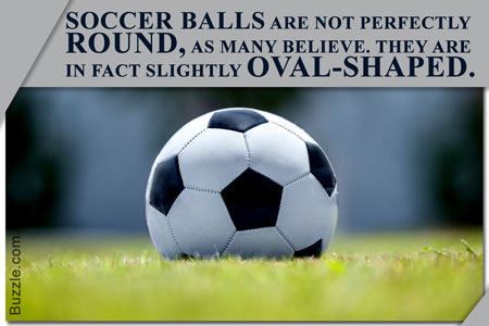 soccer balls are not perfectly round, as many believe. they are in fact slightly oval-shaped.